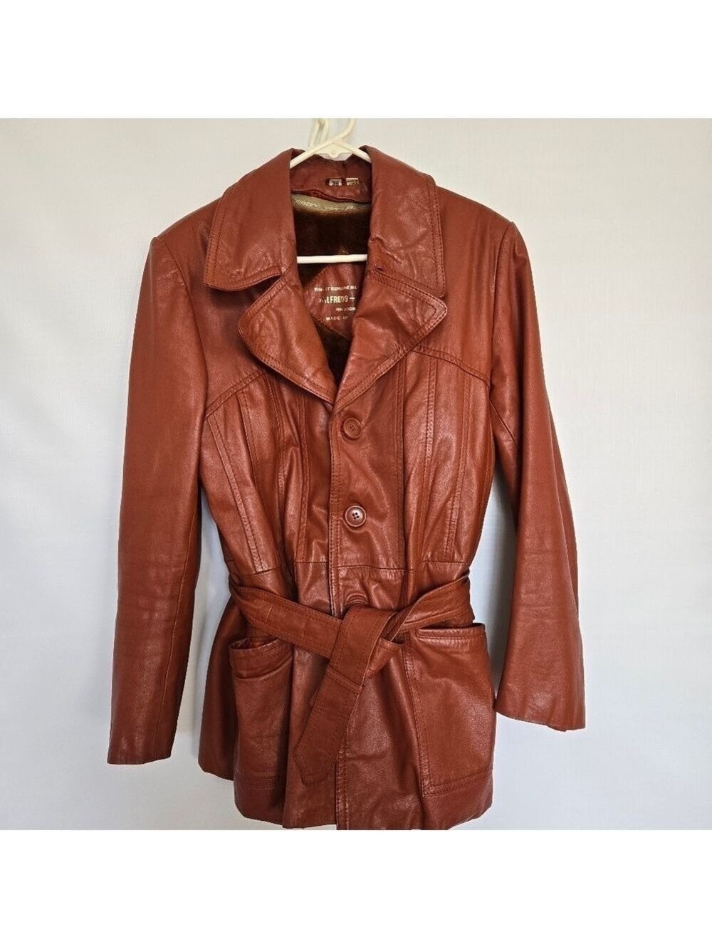 ALFREDO ITALY 100% NAPPA LEATHER JACKET WOMENS UNISEX RUST-ORANGE (SIZE 38/MED)